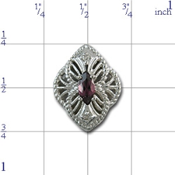 B3622 14K MARQUISE GRAPE GARNET & 2 DIAMOND SLIDE 